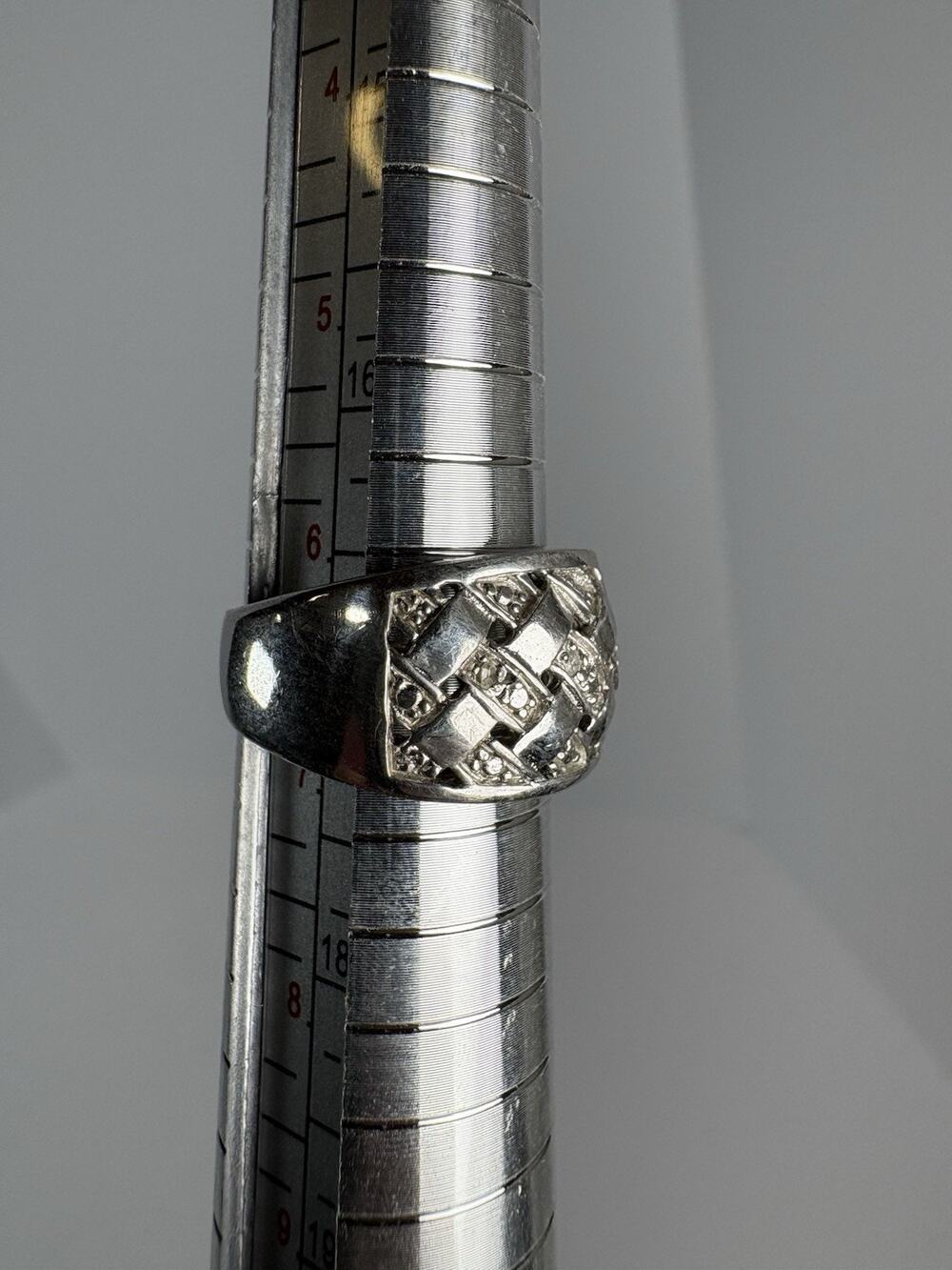 925 Sterling Silver Woven Lattice Wide Band Ring Size 7 Criss Cross Textured 925
